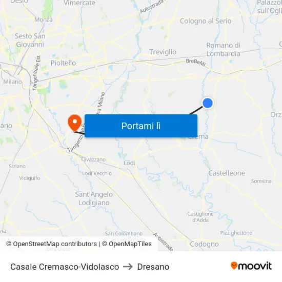 Casale Cremasco-Vidolasco to Dresano map