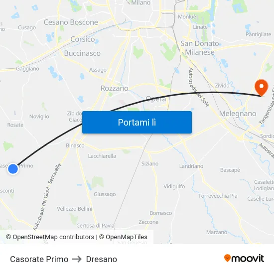 Casorate Primo to Dresano map