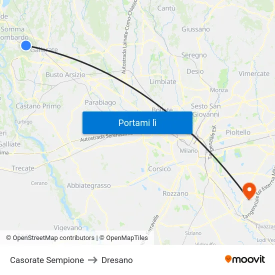 Casorate Sempione to Dresano map