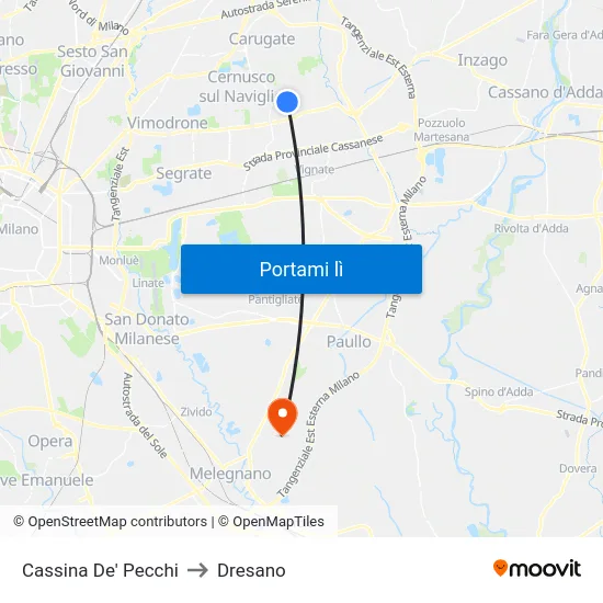 Cassina De' Pecchi to Dresano map