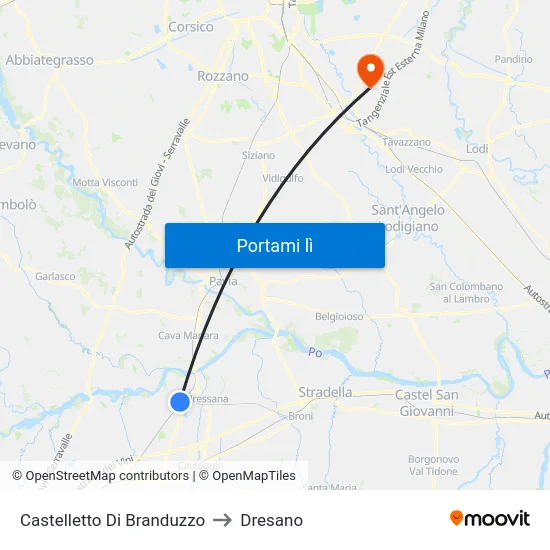 Castelletto Di Branduzzo to Dresano map