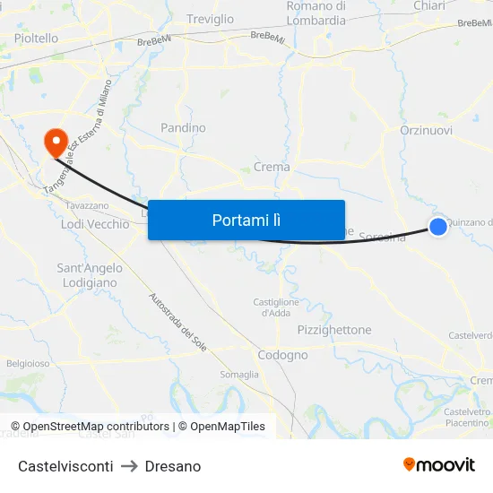 Castelvisconti to Dresano map
