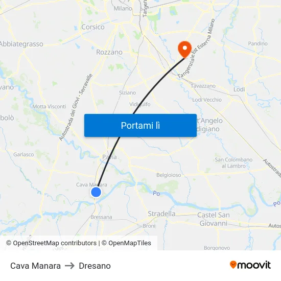 Cava Manara to Dresano map