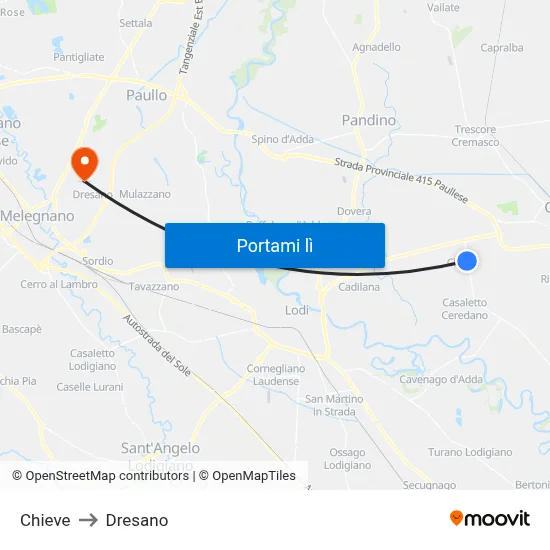 Chieve to Dresano map