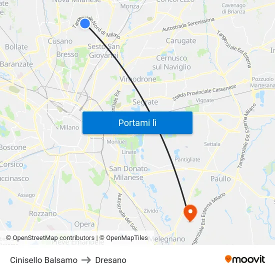 Cinisello Balsamo to Dresano map