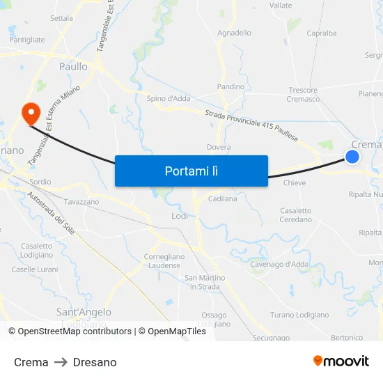 Crema to Dresano map