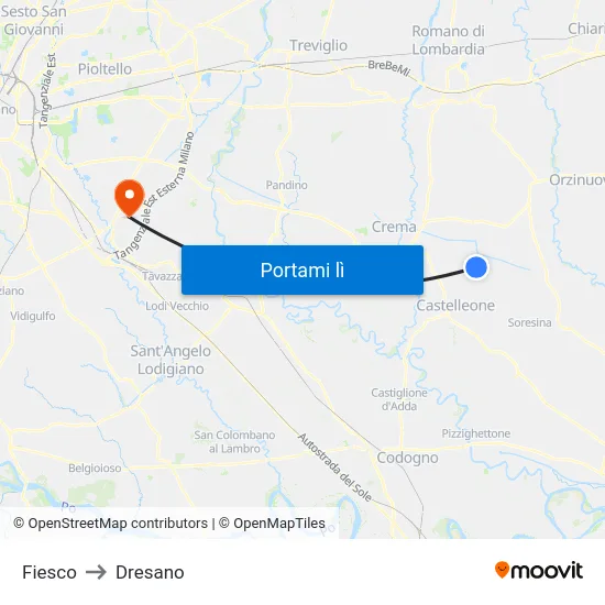 Fiesco to Dresano map