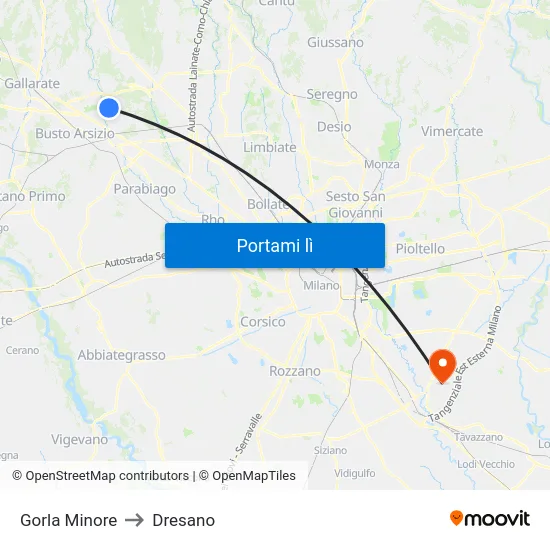 Gorla Minore to Dresano map