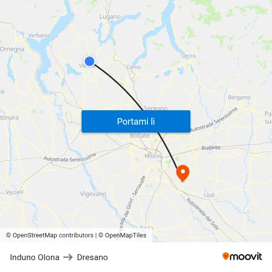 Induno Olona to Dresano map