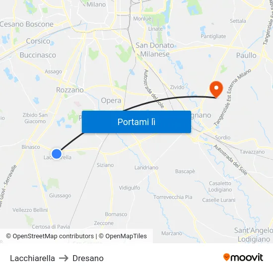 Lacchiarella to Dresano map