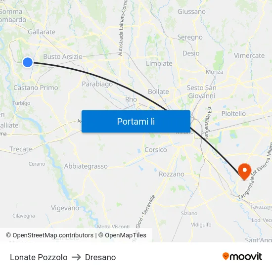 Lonate Pozzolo to Dresano map