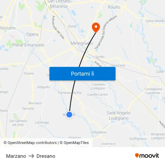 Marzano to Dresano map