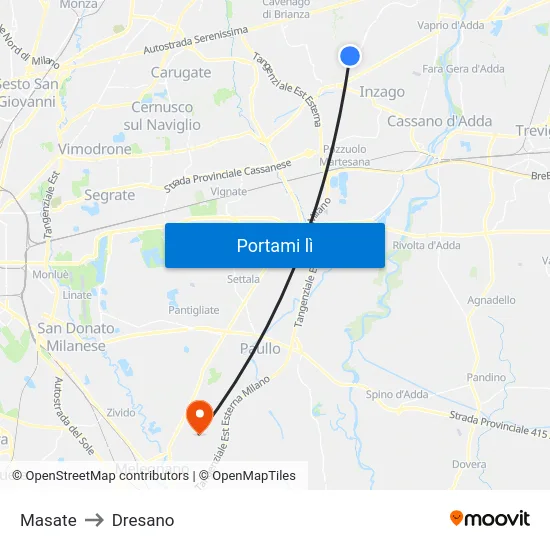 Masate to Dresano map