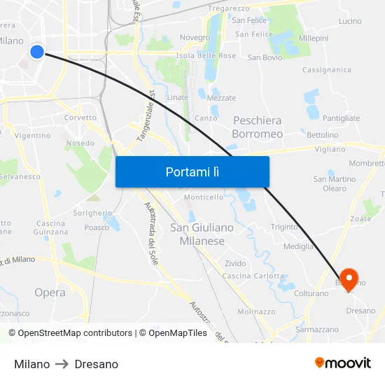 Milano to Dresano map