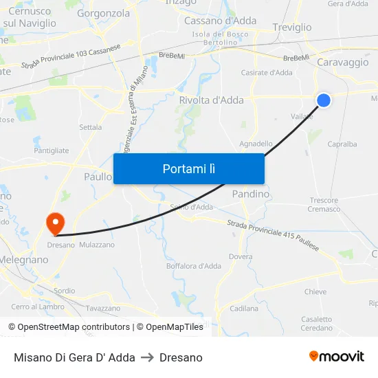 Misano Di Gera D' Adda to Dresano map