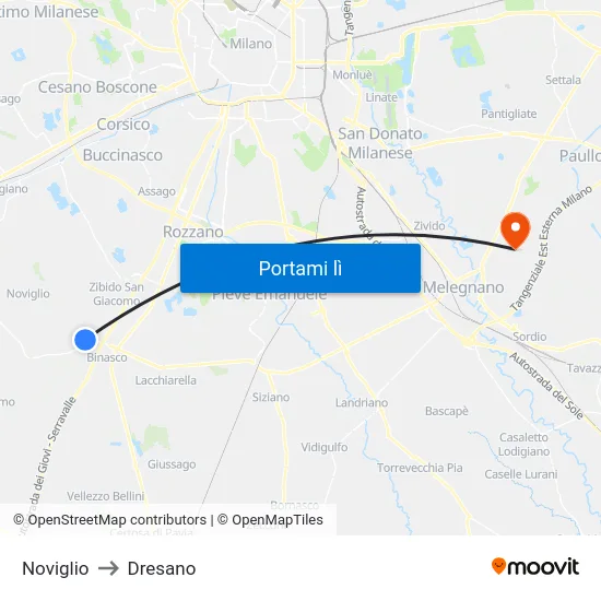 Noviglio to Dresano map