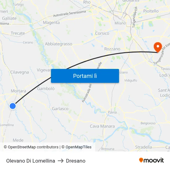 Olevano Di Lomellina to Dresano map