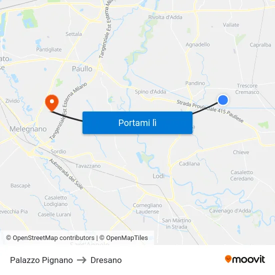 Palazzo Pignano to Dresano map