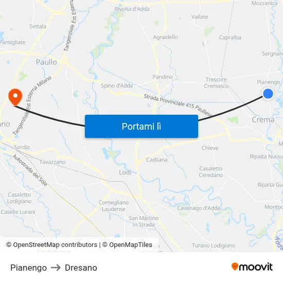 Pianengo to Dresano map