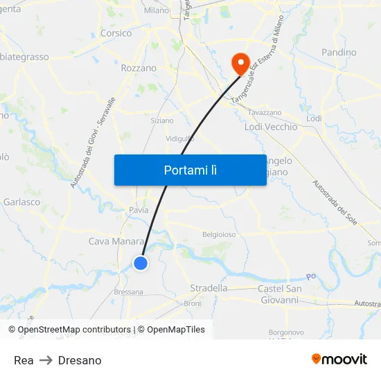 Rea to Dresano map