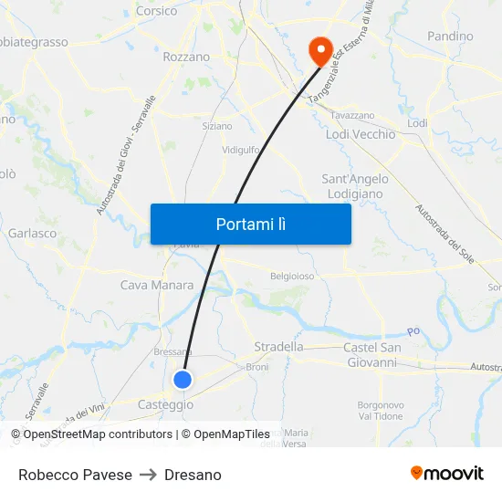 Robecco Pavese to Dresano map
