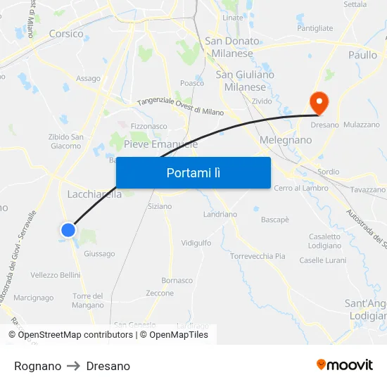 Rognano to Dresano map
