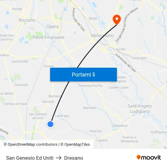 San Genesio Ed Uniti to Dresano map