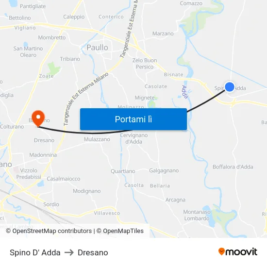 Spino D' Adda to Dresano map