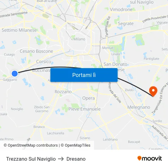 Trezzano Sul Naviglio to Dresano map
