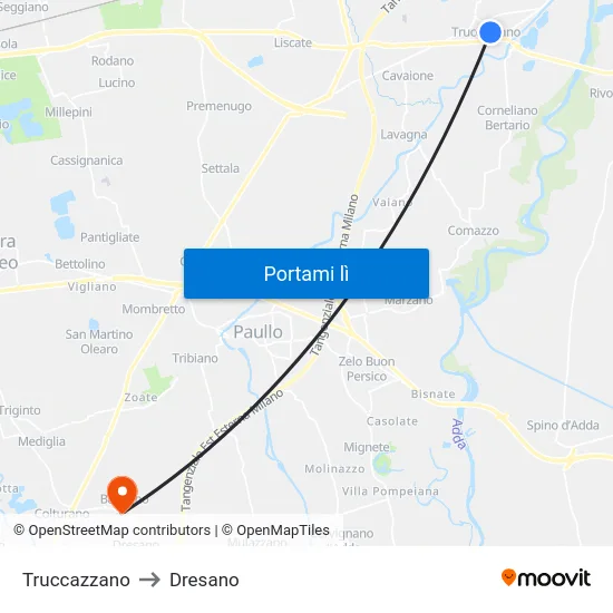 Truccazzano to Dresano map