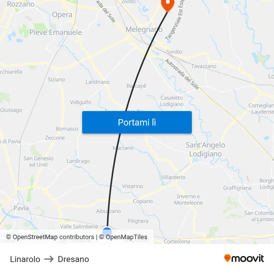 Linarolo to Dresano map