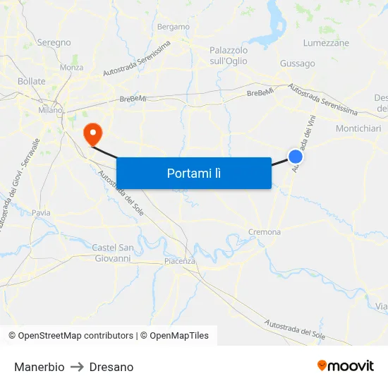 Manerbio to Dresano map