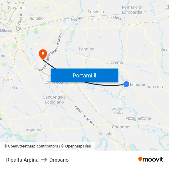 Ripalta Arpina to Dresano map