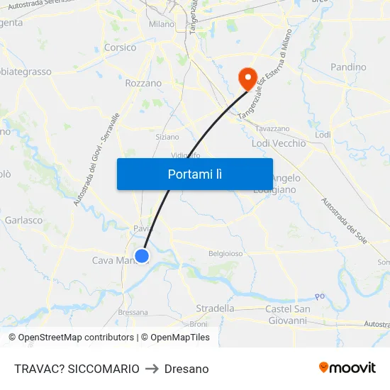TRAVAC? SICCOMARIO to Dresano map