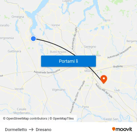 Dormelletto to Dresano map