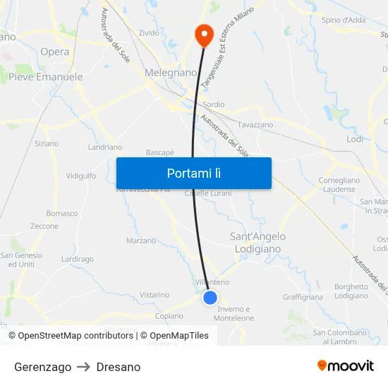 Gerenzago to Dresano map