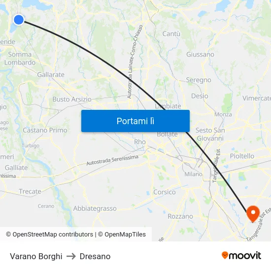 Varano Borghi to Dresano map
