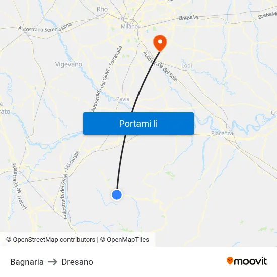 Bagnaria to Dresano map