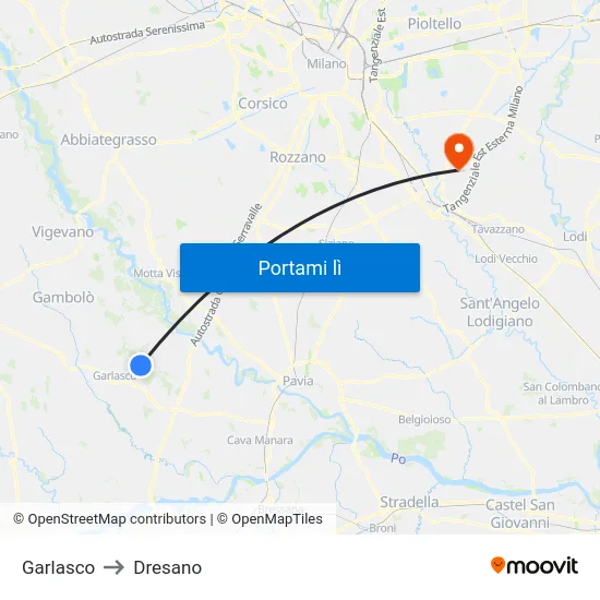 Garlasco to Dresano map