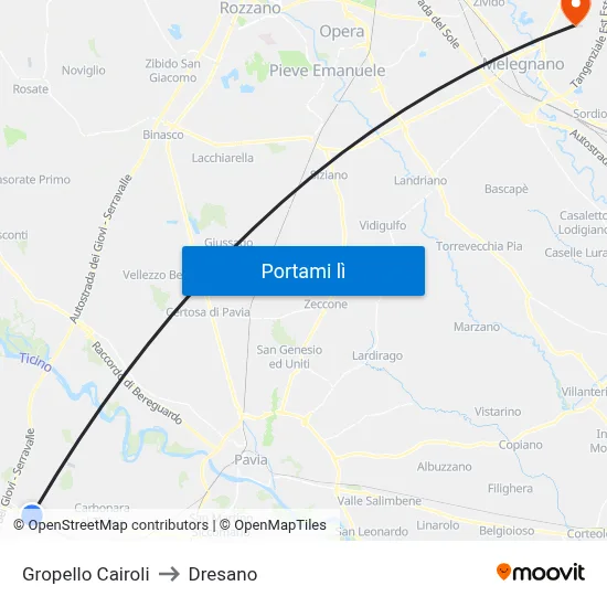 Gropello Cairoli to Dresano map
