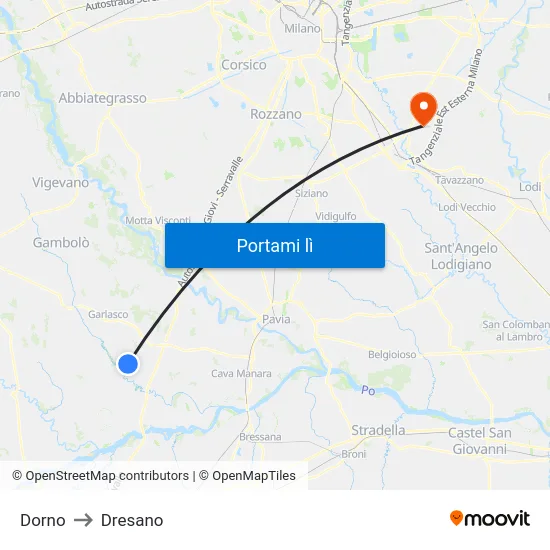 Dorno to Dresano map