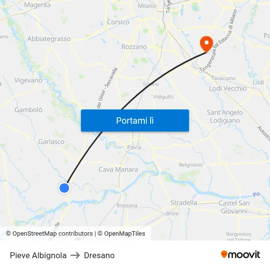 Pieve Albignola to Dresano map