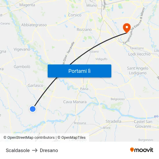 Scaldasole to Dresano map