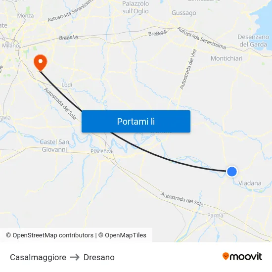Casalmaggiore to Dresano map