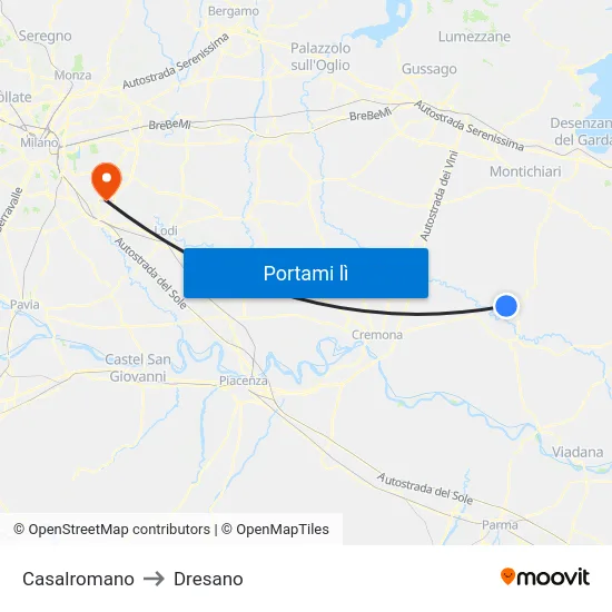 Casalromano to Dresano map