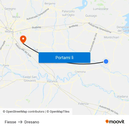 Fiesse to Dresano map
