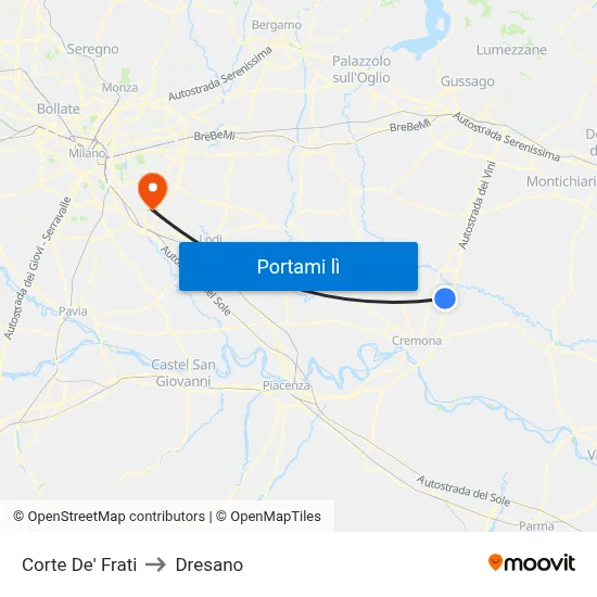Corte De' Frati to Dresano map