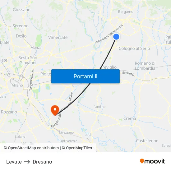 Levate to Dresano map