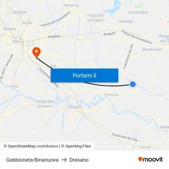 Gabbioneta-Binanuova to Dresano map