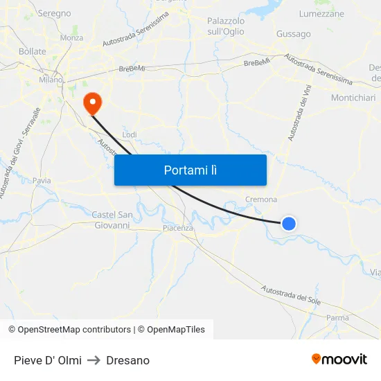 Pieve D' Olmi to Dresano map